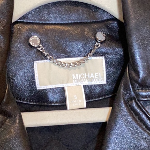 Michael Kors Leather Jacket with Furry Sleeves - Picture 2 of 10